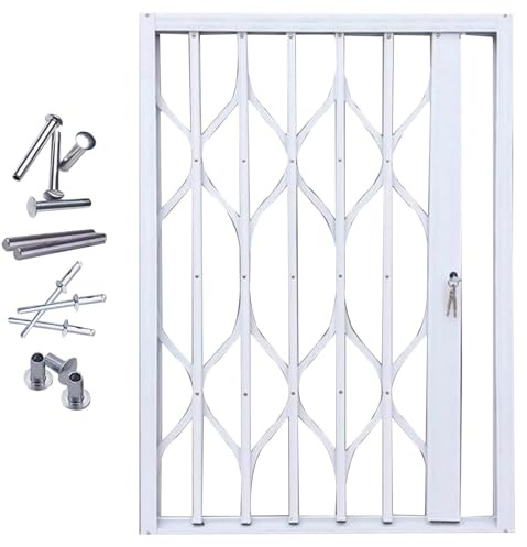 JLXJYS Garde-Corps Pliant for fenêtre extérieure en Aluminium Blanc, barrières de sécurité et barreaux Anti-effraction verrouillables for Chambre d'enfant, Grenier ou Remise(W50xH60cm/20x24in)