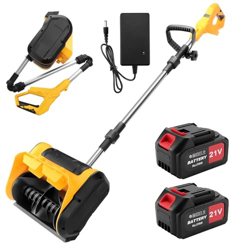 Liwogi Deneigeuse Electrique 650W Fraise a Neige Pliable Fraises de Déneigement Snow Blower Batterie électrique 2.0 Ah avec Chargeur, Largeur de Déblaiement 28 cm/14cm Räumhöhe