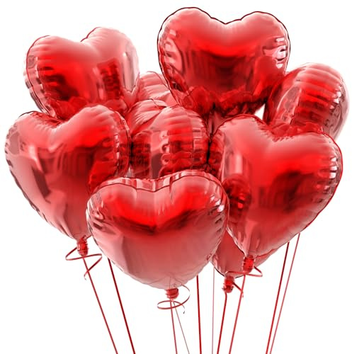 20 Luftballons, Herzen, Rot, Helium, romantische Dekoration für Valentinstag, Verlobung und Hochzeit