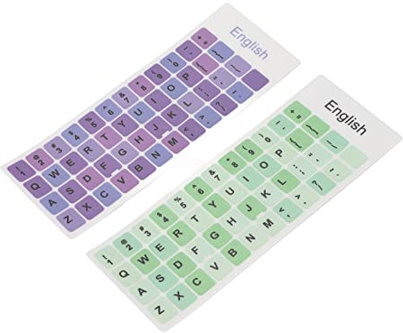 Cryfokt English Keyboard Stickers PVC Material Keycaps Stickers for Computer Laptop Keyboards, 2pcs Replacement (B)