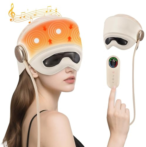 Appareil de massage rechargeable tête & yeux avec chauffage - Soulage maux de tête, stress & fatigue, idéal pour repos & détente, cadeau parfait pour parents.
