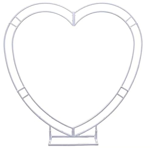 Hochzeits-Herzbogen-Ständer, doppelter herzförmiger runder Hintergrundständer, weiß, 2 m, Metallballonbogen-Set für Antrag, Braut, Valentinstag, Kletterpflanzen, Gartenparty-Dekorationen