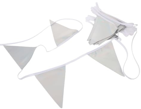 GARVALON Ghirlanda di Bandiere Iridescenti in Tessuto con Triangoli Metallizzati Festone Resistente per Compleanni Matrimoni e Addio al Nubilato Decorazione Versatile per Ambienti Interni