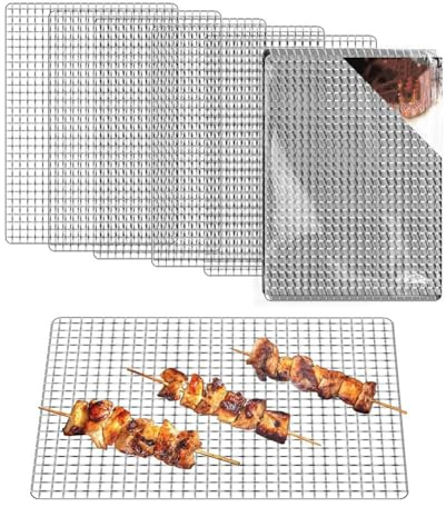 Rejilla desechable para parrilla – Rejillas antiadherentes para cocinar al aire libre, paquete de 10, 11.8 x 15.7 pulgadas, accesorios para ahumador de fácil limpieza