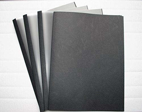 Thermobindemappen Lederstruktur schwarz/satiniert, VPE = 50 Stück (8,0 mm = 56-75 Blatt)