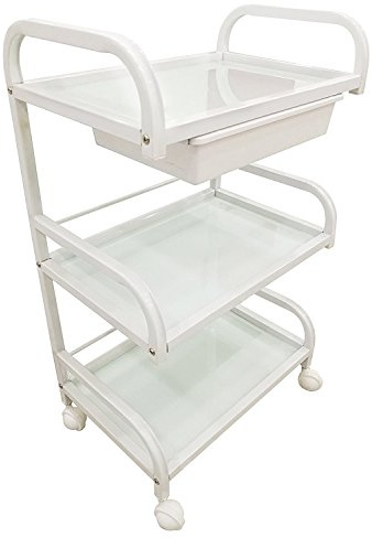 Crisnails - Carros de Mantenimiento con Ruedas Profesional para Peluquería, Barbería, Perfumería, Cosméticos, Salón, Tienda de Tatuaje, Manicura y Pedicura (Blanco)