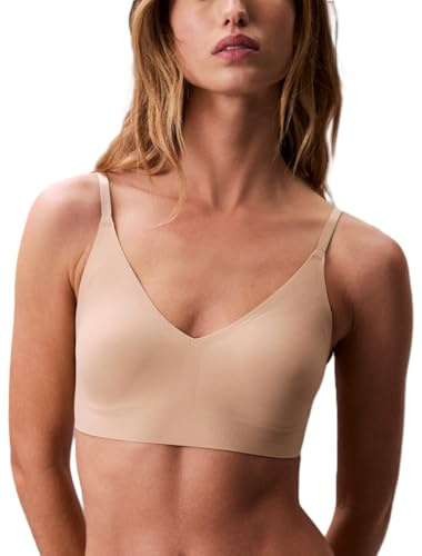 Calvin Klein Invisibles Comfort Lightly Lined Seamless Wireless Triangle Bralette Bra, Bare, Medium