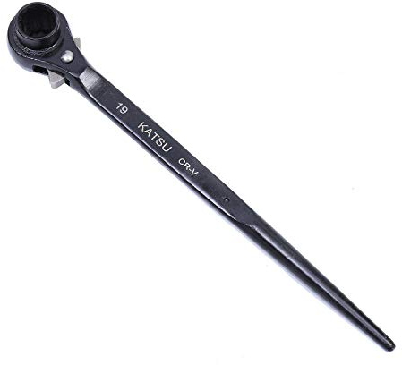 KATSU Tools Ratchet Scaffold Wrench Tool (Rat-Tail Type) [Size:17x19mm]
