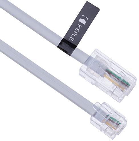 Keple Câble RJ11 vers RJ45 de 5 m pour modem Ethernet, données, téléphone, câble de raccordement ASDL, connecteur Internet BT haut débit 6P4C vers 8P8C plat compatible avec modem, routeur (blanc)