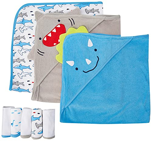 Simple Joys by Carter's Lot de 8 serviettes et gants de toilette unisexes pour bébé, requin, Einheitsgröße