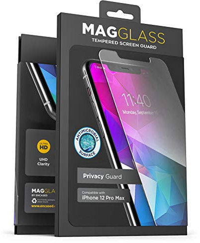 magglass iPhone 12 Pro Max Privacy Screen Protector - Anti Spy Fingerprint Resistant Tempered Glass Anti-Microbial Display Guard (Case Compatible)