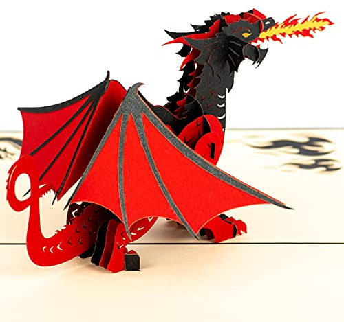 Dragon Pop Up Card by DEVINE Cards | 3D Birthday Cards for Women Kids Mom Dad | Greeting Cards Love