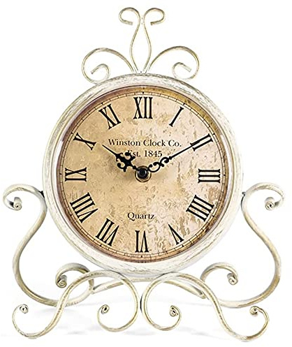 HZDHCLH White Roman Table Clocks Silent Non Ticking Roman Retro Art Desk Clock for Living Room Bedroom Office（28 cm Height ）