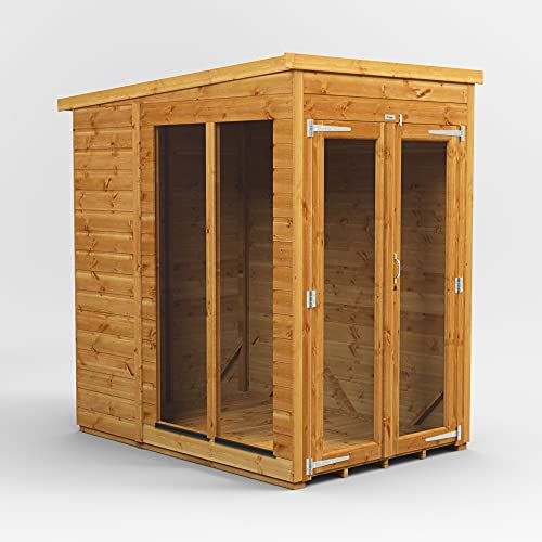 Powersheds Hochwertige Grad Pultdach Sommerhaus kombiniert mit Holzschuppen mit PVC-Fensterbänken, Tür & Fenster anpassbar, aus 12 mm extra dickem Gradsholz & gehärtetem Glas