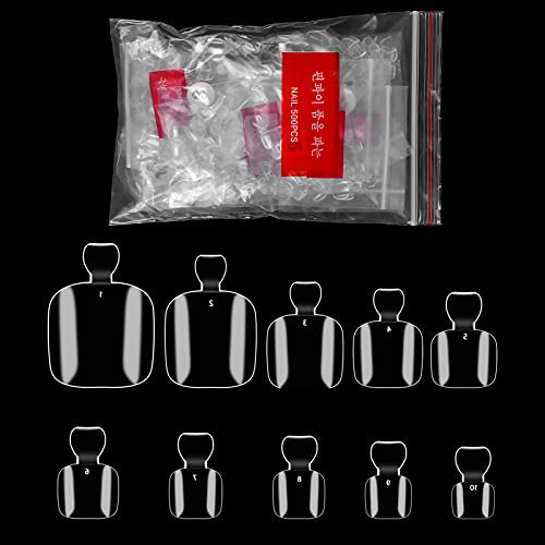 500 Stücke Zehennägel Künstlich, 10 Größen Zehen Fußnägel, Natürliche Acryl Falsche Toenails, Nagel Kunst Fake Toe Nagel Tips, Fußnägel Tips Set, Fullcover künstliche Fingernägel (Transparent)