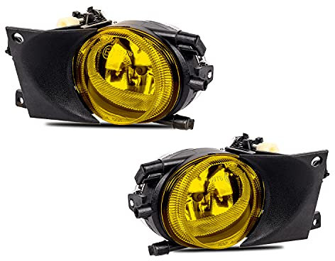 Nebelscheinwerfer passt für BMW E39 5 Series 09/2000-06/2004 for standard bumper Ein Paar Nebelscheinwerfer Gelbe Linse H8 12V 35W WISCOL