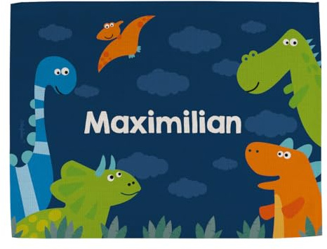 Striefchen® Platzdeckchen für Jungen mit verschiedenen Motiven und Wunschname Dino