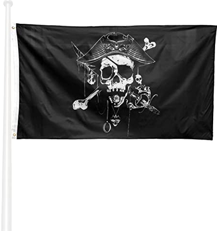 KliKil Bandiera Pirati 150x90 dei Caraibi - Bandiera Pirata tessuto da esterno, resistente alle intemperie con 2 occhielli metallici. Pirates of the Caribbean Flag giardino decorazioni