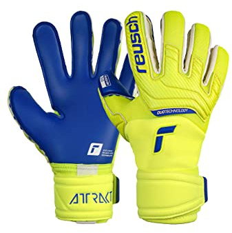 Reusch Attrakt Duo Unisex Torwarthandschuhe mit Innennaht Schnitt und Grip Duo Belag, geeignet für alle Spielfeldoberflächen,