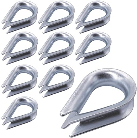 Lot de 10 cosses de câble galvanisées DIN 6899B - 14 mm - Pour câbles en acier - Pour gréement de câbles (10 pièces, 14 mm)