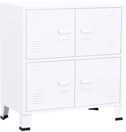 vidaXL Lagerschrank Industrial Büroschrank Beistellschrank Aktenschrank Metallschrank Stahlschrank Standschrank Schrank Weiß Stahl