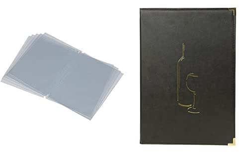 Securit MC-TIA4 Einleger für Speise-/Getränkekarten, Serien Classic, Design, Rio und Trendy, Kunststoff, 10 (29,7 X 21 cm), Trasparente & Securit Weinkarte CLASSIC, DIN A4, schwarz, 1 x 34 x 24 cm