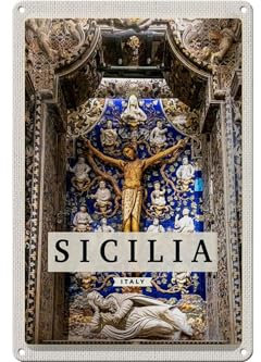 Femer Blechschild Reise 20x30cm Sizilien Italien Christ Jesus am Kreuz