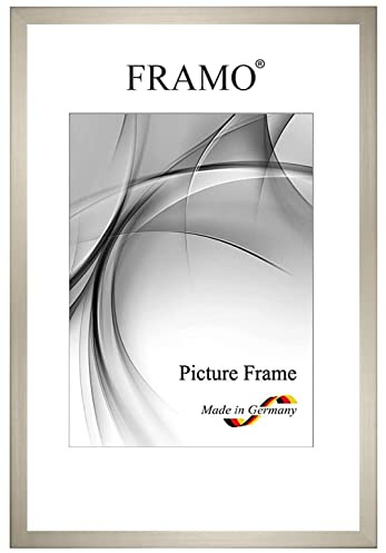 FRAMO Holz Bilderrahmen 50 x 70 cm aus Massivholz | Sand Beige | Außenkante in Schwarz | Farbe/Größe wählbar | Rahmen für Poster | Puzzle | Foto collage N°051