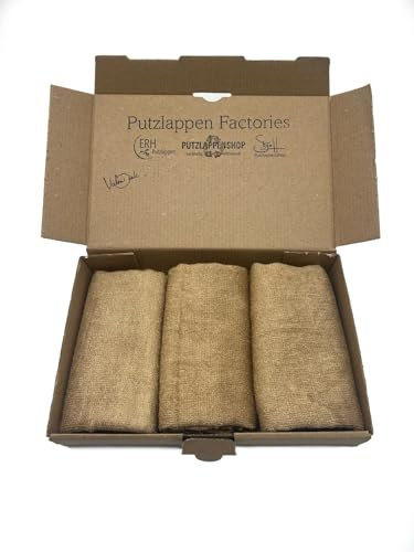 Generisch Naturfaser Reinigungstuch, 3er Set, 40x40 cm, braun, ca. 50% Baumwolle und 50% Bambusfasern, ökologischer Putzlappen für den Haushalt
