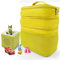 Dreifach Musikbox Tasche Kindergepäck viel Platz für Toniebox Figuren Tigerbox Transport Folie Hörfiguren Musikboxen Musikwürfel Ladegerät Kopfhörer Zubehör verstellbare Innenfächer (Gelb/Leder)