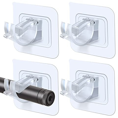 HIMOMO 4 Stück Selbstklebende Gardinenstangen, Transparente Vorhang Stange Halterung Selbstklebende Badezimmer Feste Stangenhalterung für Stangen mit weniger als 2.2 cm Durchmesser