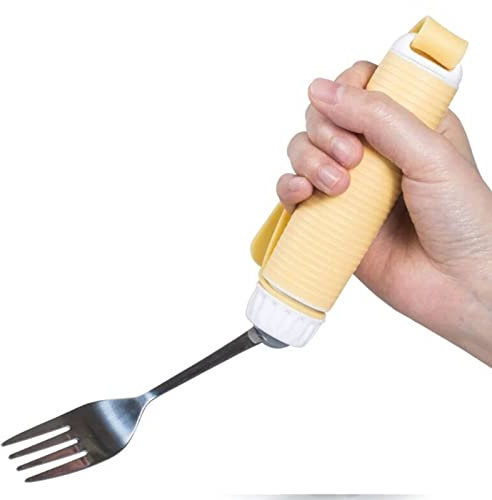 Ayudas para Comer, Tenedor Giratorio Antideslizante Ayuda para discapacitados Artículos de Mesa Soportes para Utensilios adaptables con Correa Ajustable para la Artritis de Parkins