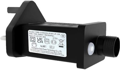 31V LED Transformer Plug with Timer - 8 Modes, IP20 SELV Power Adapter for Christmas Lights, String Lights, Net Lights (UK Plug, 7.2W)