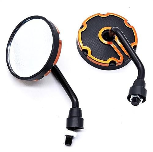 Motorrad Spiegel Rückspiegel 1 Paar Motorrad Rückspiegel Retro Runde Hilfs Seite Spiegel Modifizierte Teile Für Elektrische Fahrrad Roller Spiegel Für Motorrad (Farbe : Orange)