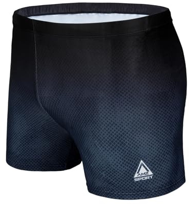 AMZSPORT Swimming Trunks Men, Quick Dry Swim Shorts Beach Board Swimwear, Black L