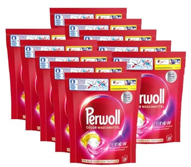 PERWOLL Caps Color Waschmittel 10x 19 WL (190 Wäschen), All-in-1 Waschmittel Caps reinigen sanft und erneuern Farben & Fasern, für alle dunklen Textilien, mit Dreifach-Renew-Technologie