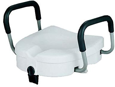 Rialzo per WC Rialzato -Sedile Rialzato per Disabili,Rialzo per WC per Donne Anziane in Gravidanza, con Bracciali - Installazione Facile