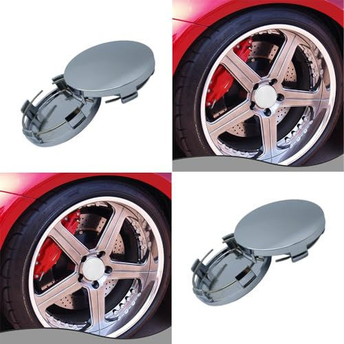 zjxtnb 4 Piezas Coche Tapas Centrales para Volkswagen VW Beetle Phaeton Magotan Touareg Passat Polo, Cubo Rueda Tapon Tapacubos Centro Llantas Buje Cubo Repuesto Embellecedoras 60MM,A/Silver