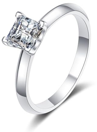Epinki Freundschaftsringe Weißgold 18K 750, Klassiker Prinzess 2ct Labor Erstellt Diamant Eheringe, Au750 Gold Damen Pärchen Ringe Echtgold Schmuck, Gr.49 (15.6)