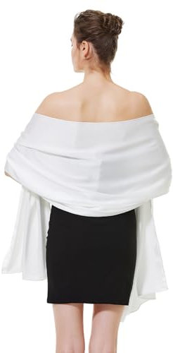 BEAUTELICATE Damen Stola Schal Damen Festlich Elegante Seide Satin Tücher Schultertuch mit Einzigartig Textur für Brautkleider Abendkleider Sommer Hochzeit (Gebrochenes Weiß, Einheitsgröße)