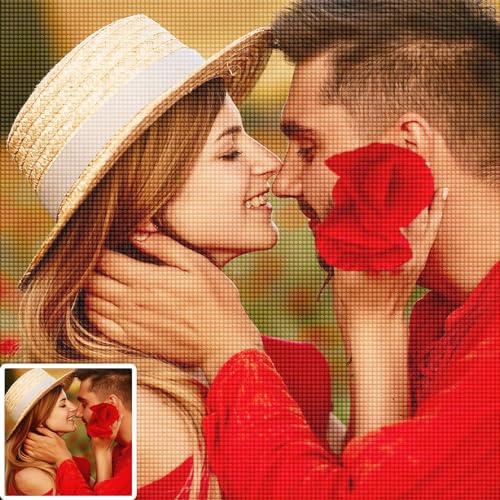 UM UPMALL Diamond Painting Bilder Eigenes Foto -Diamond Painting Personalisiert,Bild Diamant Painting Full Drill Home Decor Mehrere Größen, Diamant Runder | Quadratischer 30x40cm