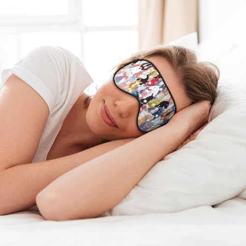 Bunte Cartoon Pferde Drucken Weiche Augenmaske für Schlaf Maske Schlaf Augenmaske für Frauen Männer Schlafen Schlafen Reisen