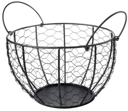 HYKJCSS Huevera Gallina Cesta De Huevos De Alambre De Metal De Granja para Recoger Huevos Frescos, Estilo Vintage De Cesta De Huevos con Mango Redondo Hueveras