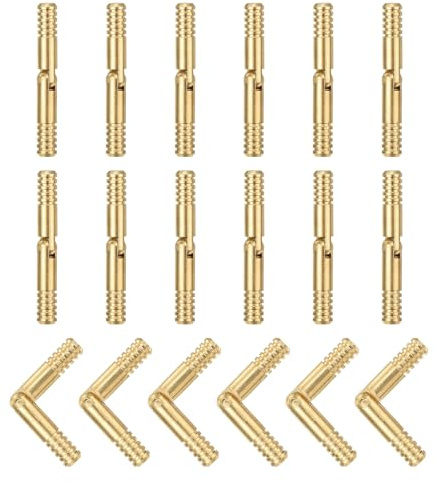 QUARKZMAN 18Pcs Charnière à Barillet Invisible en Laiton 30x4mm | Charnières Cylindriques Cachées, Support Pliable, pour Porte d'Armoire, pour Boîte à Souvenirs de Bricolage, Charnières