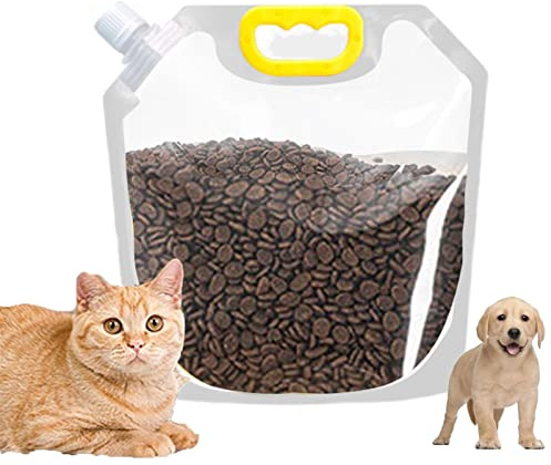 10pcs Pet Food Storage Container Dog Food Moisture-proof Sealed Bag Collapsible Airtight Rice Storage Containers Set Food Grade Cereals Storage Jug Space-Saving Sealed Storage Tank with Funnel(Opening