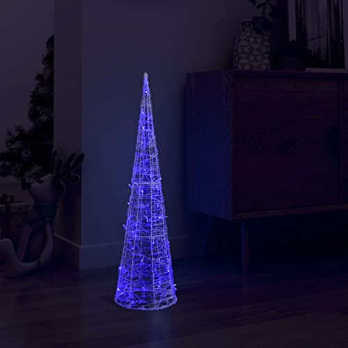 qohoio Piramide Decorativa Cono di Luce LED Acrilico Blu 90 cm,Cono di Luce di Natale,Decorazioni Natalizie,Luci di Natale-329803