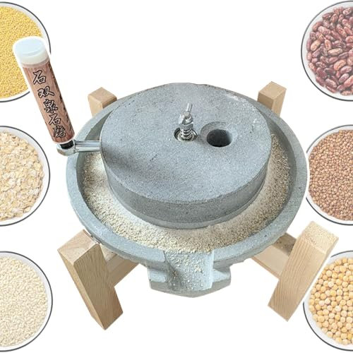 Mulino a Mano in Pietra per Cereali, Mulino in Pietra Blu, mulini in Pietra di Granito, Uso a Secco e a Umido, macina in Pietra Fatta a Mano per macinare Chicchi di Grano di soia, Farina di