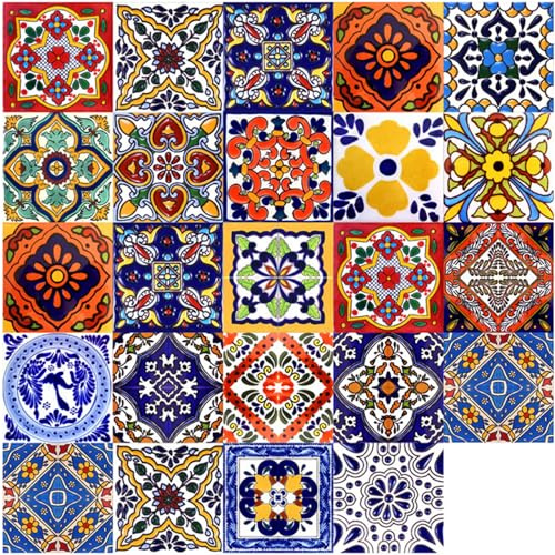 Umelee Fliesenaufkleber 48 Stück, 15×15 cm, PVC Klebefliesen im Marokkanischen Stil, Dekorative Wasserdichte Wand Fliesenfolie für Küche, Badezimmer, Schlafzimmer, Büro, Möbel