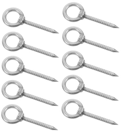 TEMPNAP 10pcs Stainless Steel M4x30 Self-tapping Screw Hooks Eye Ring for Hanging Baskets Cups and Outdoor Lights Multi-function Kitchen and Wall Hanging Hooks