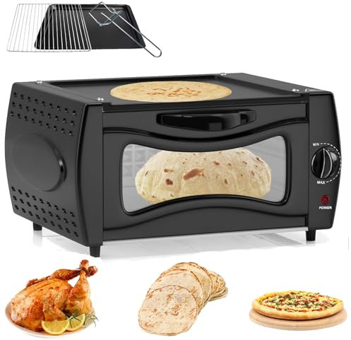 Four électrique Tandoor, machine à pizza 2 en 1 avec puissance de 2100 W, température réglable de 50 °C à 400 °C pour rôtir, cuire et griller